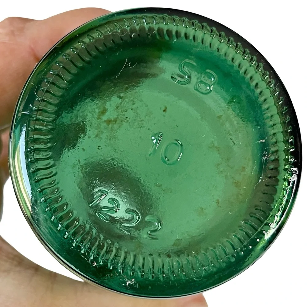 Vintage Isabel Green Glass Mini Carafe Decanter Vase 8.5 inch